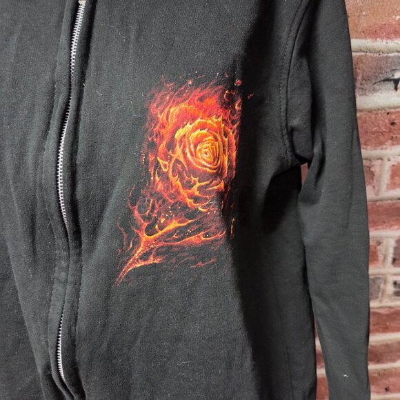 Spiral Hoodie XL | Black Zip Up Floral Gothic Boho Streetwear Y2K Alt Style - Picture 3 of 8